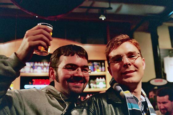 Pedro and Brendan - 3 cheers for free beer! .JPG